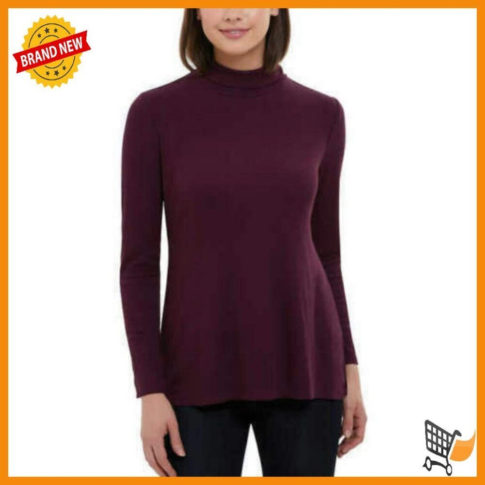 Medium Cotton Turtleneck Pullover Top Women's Casual Wear